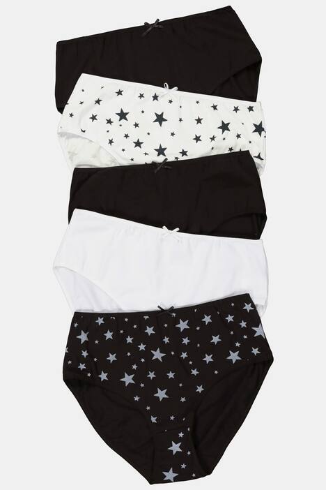 Slips, 5er-Pack, Sterne/einfarbig