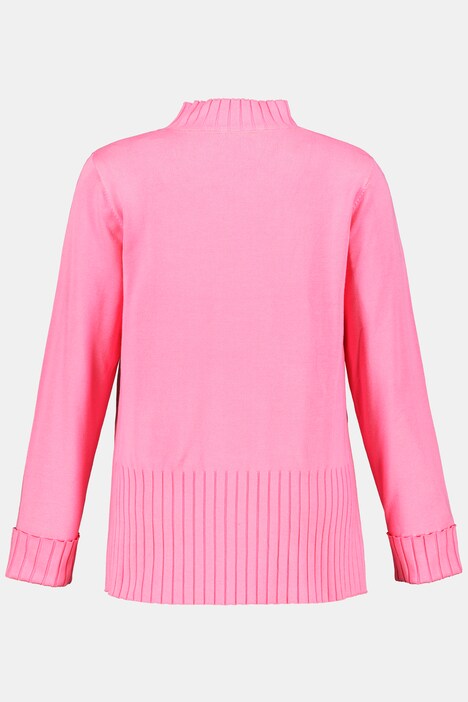 Pullover, Stehkragen, Boxyform, Langarm, Feinstrick