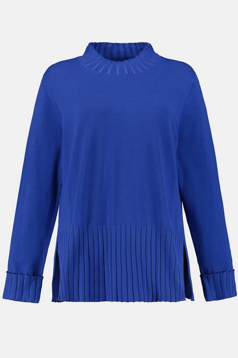 Pullover, Stehkragen, Langarm, Ripp Bündchen