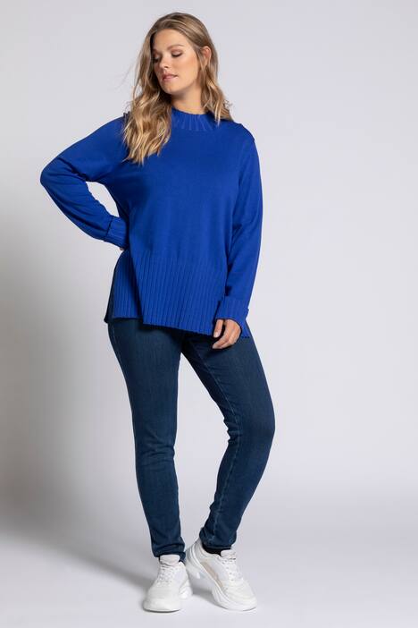 Pullover, Stehkragen, Langarm, Ripp Bündchen