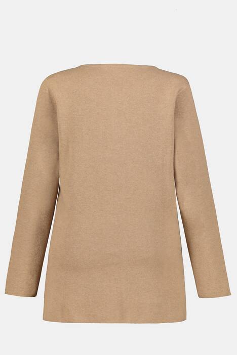 Strickjacke, längere Form, Rundhals, weicher Strick