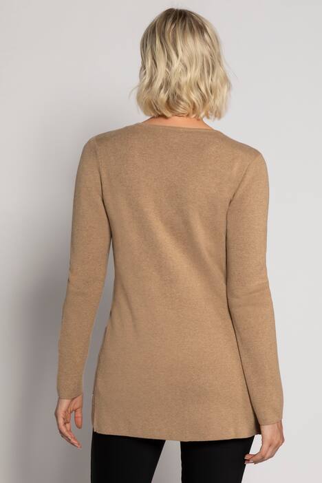 Strickjacke, längere Form, Rundhals, weicher Strick