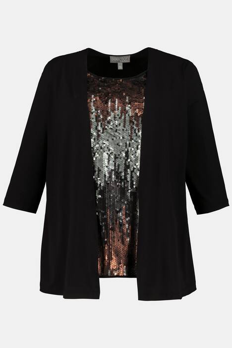 2-in-1-Shirt, Pailletten, 3/4-Ärmel, Rundhals