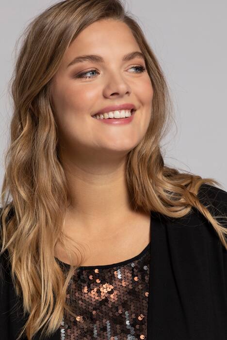 2-in-1-Shirt, Pailletten, 3/4-Ärmel, Rundhals