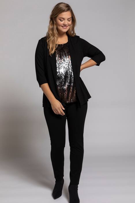 2-in-1-Shirt, Pailletten, 3/4-Ärmel, Rundhals