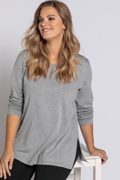 Pullover, Feinstrick, Hot-Fix-Steine, Langarm, selection
