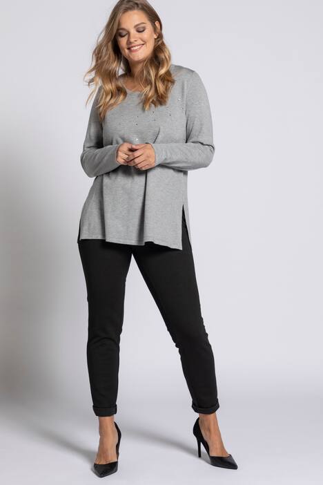 Pullover, Feinstrick, Hot-Fix-Steine, Langarm, selection