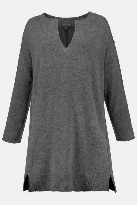 Pullover, oversized, Tunika-Ausschnitt, Langarm