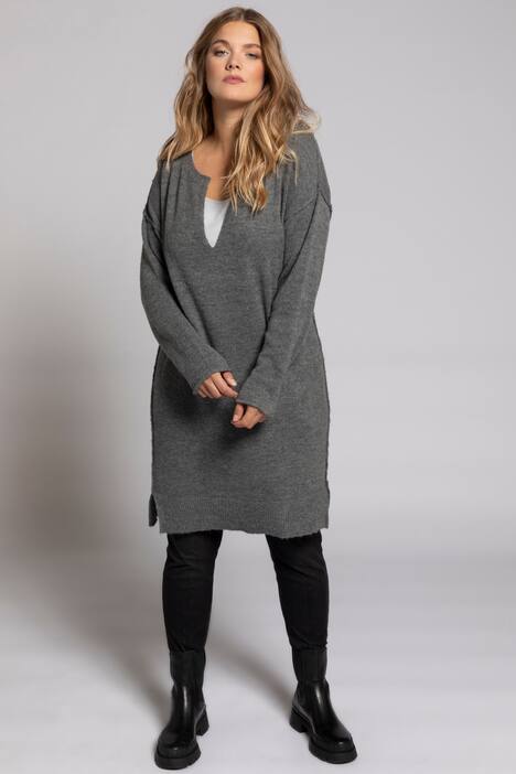 Pullover, oversized, Tunika-Ausschnitt, Langarm