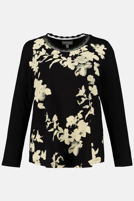 Shirt, Blüten mit Glitzersteinchen, Langarm, selection