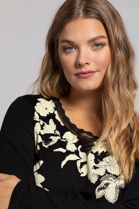 Shirt, Blüten mit Glitzersteinchen, Langarm, selection