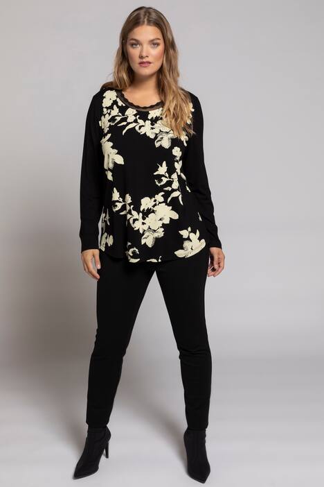 Shirt, Blüten mit Glitzersteinchen, Langarm, selection