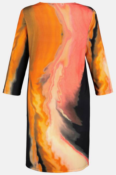 Midikleid, Batik-Design, Punto-di-Roma-Jersey, 3/4-Arm
