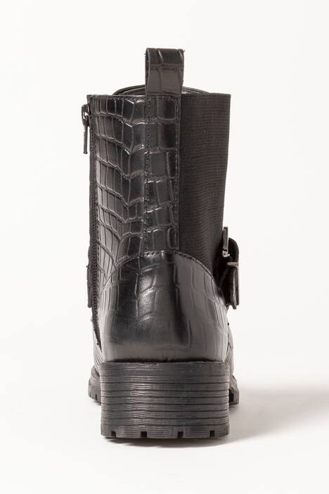 Lederstiefeletten, Kroko-Prägung, Zierriegel, Weite H