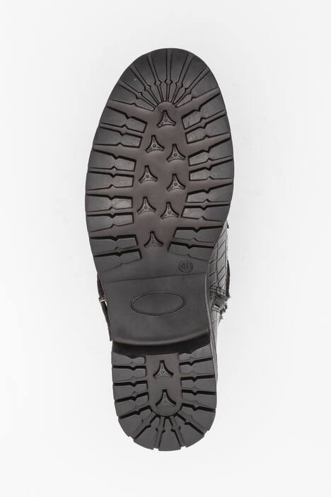 Lederstiefeletten, Kroko-Prägung, Zierriegel, Weite H