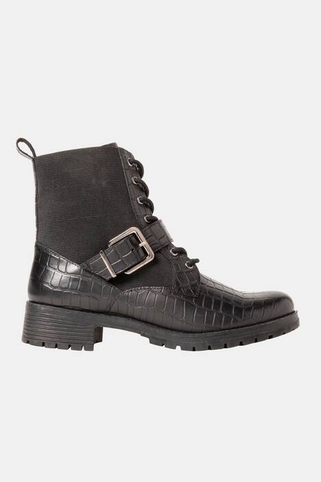 Lederstiefeletten, Kroko-Prägung, Zierriegel, Weite H