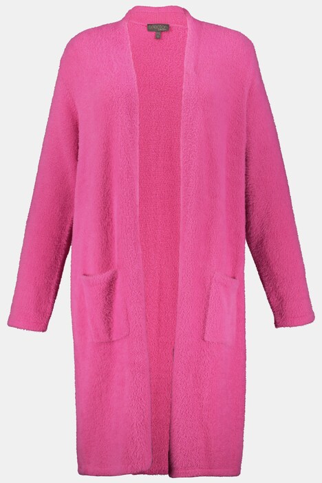 Long-Cardigan, offene Form, Langarm, Strick, Taschen