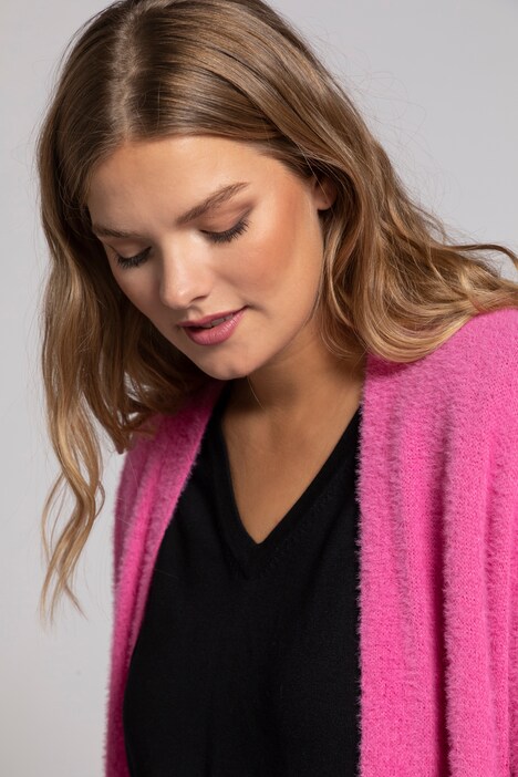 Long-Cardigan, offene Form, Langarm, Strick, Taschen