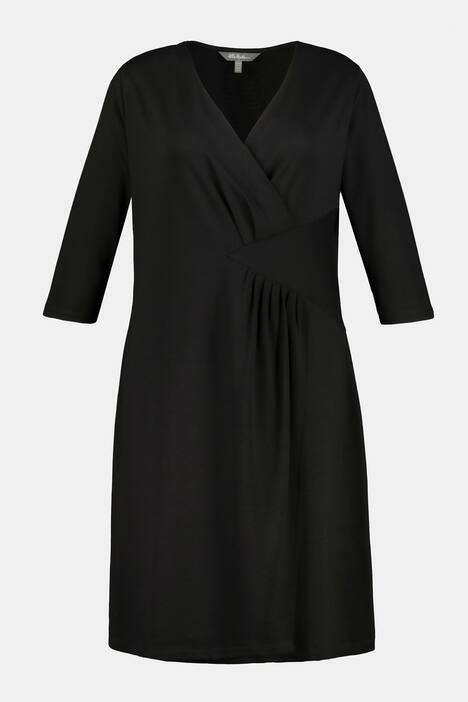 Sweatkleid, Wickeloptik, Zierfalten, 3/4-Ärmel