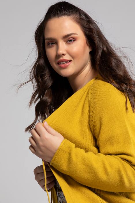 Strickjacke, Zopfmuster, Langform, kuschelweich