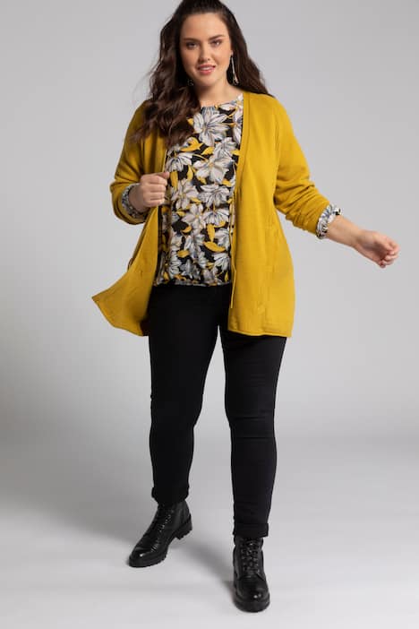 Strickjacke, Zopfmuster, Langform, kuschelweich