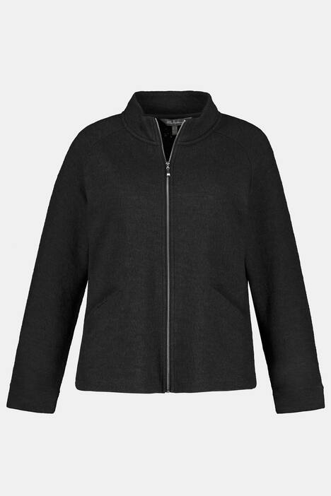 Boiled Wool Look Raglan Sleeve Zip Front Jacket