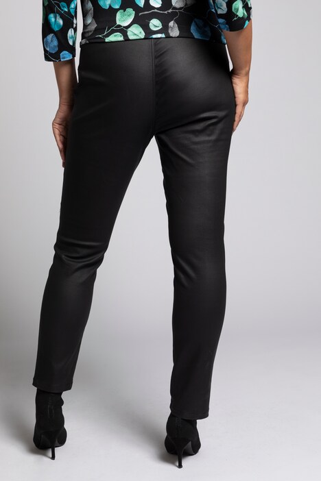Leather Look Elastic Waist Stretch Jeggings