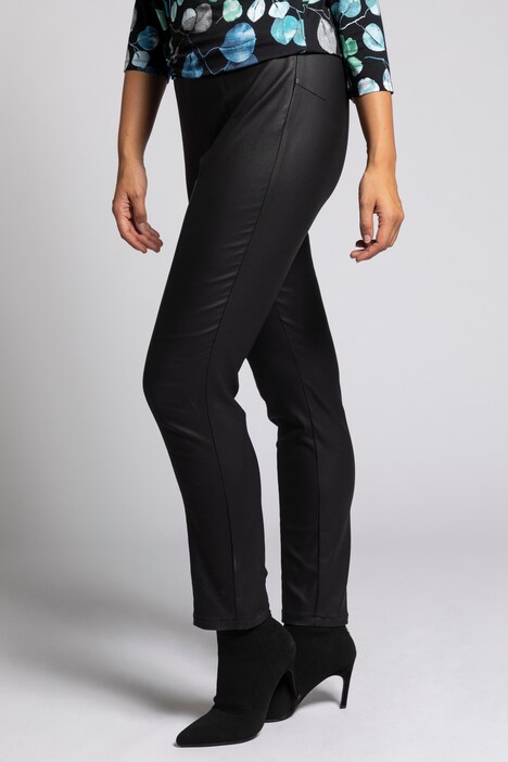 Leather Look Elastic Waist Stretch Jeggings