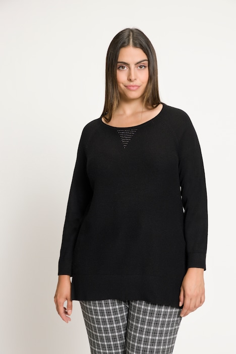 Pull, texturé, rayures en paillettes, col rond, manches longues