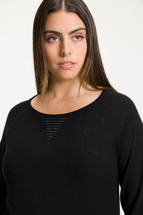 Pull, texturé, rayures en paillettes, col rond, manches longues