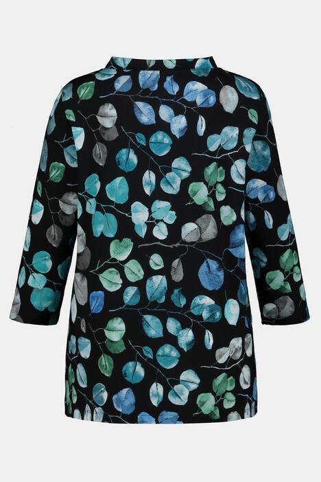Awesome Leaf Print A-line Fit Stretch Knit Top
