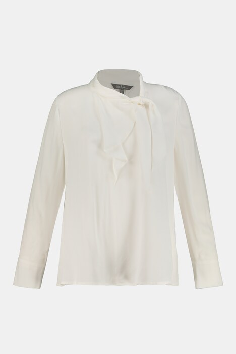 Bluse, Twill-Qualität, asymmetrischer Volant, Langarm