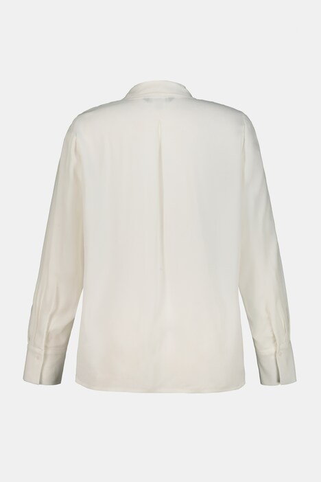 Bluse, Twill-Qualität, asymmetrischer Volant, Langarm