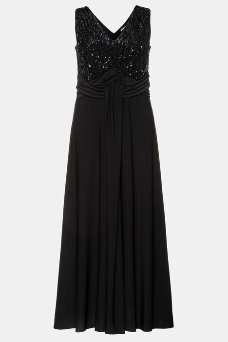 Abendkleid, Pailletten-Büste, Drapierung, ärmellos