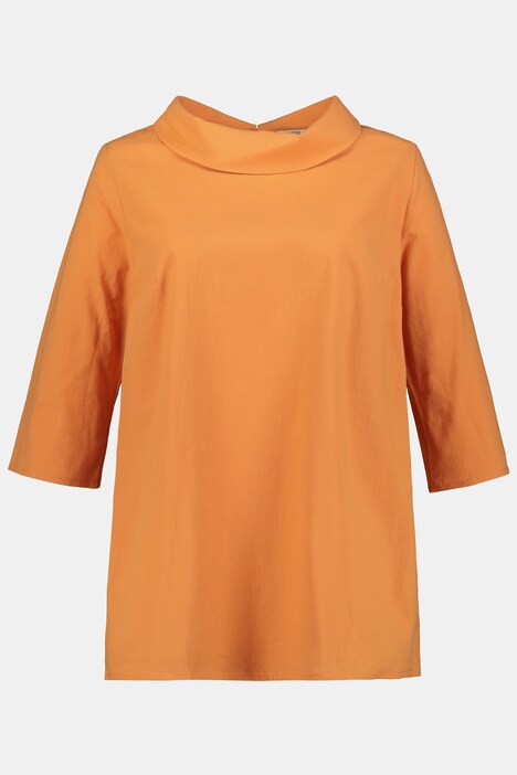 Longbluse, Voile, A-Linie, 3/4-Ärmel, Bioaumwolle