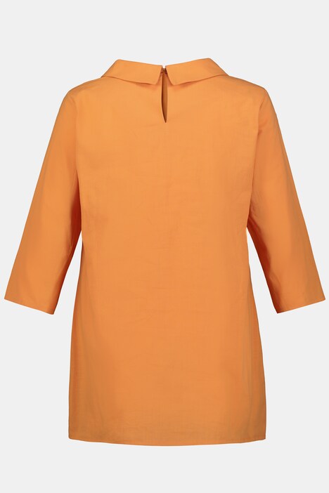 Longbluse, Voile, A-Linie, 3/4-Ärmel, Bioaumwolle