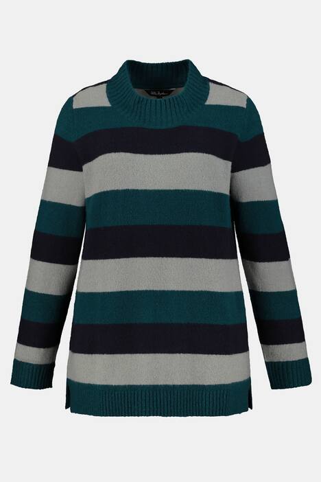 Pullover, Ringel, Stehkragen, weicher Strick