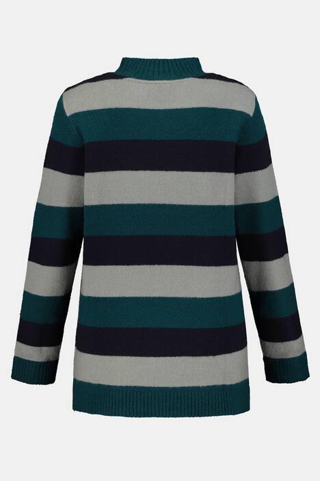 Pullover, Ringel, Stehkragen, weicher Strick