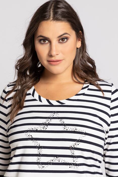 Shirt, Glitzerstern, A-Linie, Blusen-Einsätze, 3/4-Arm