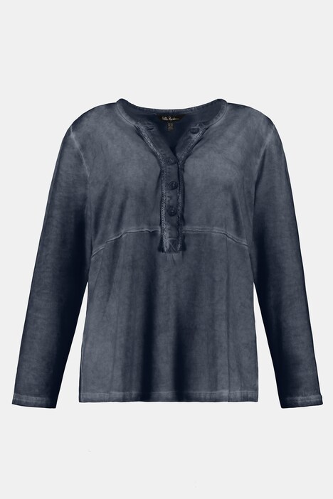 Maglia, abbottonatura, classic, tintura a freddo, pizzo