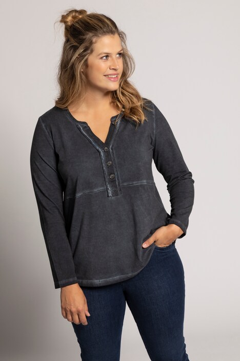 Maglia, abbottonatura, classic, tintura a freddo, pizzo