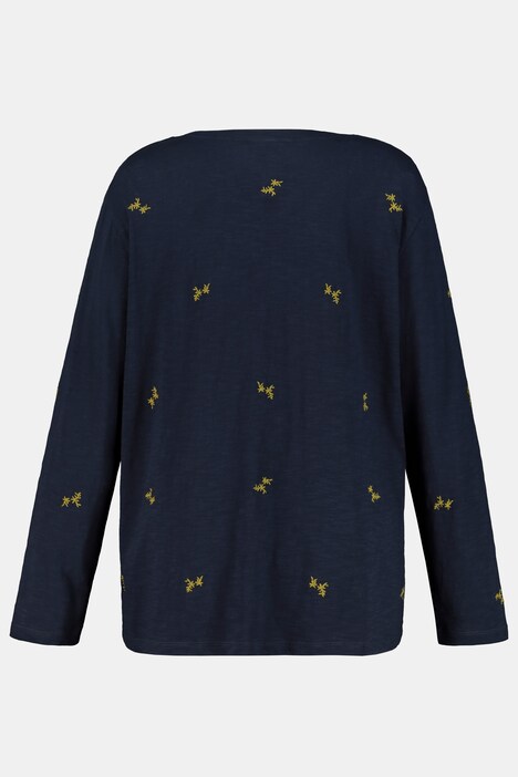 Maglia, ricami floreali, relaxed, cotone biologico
