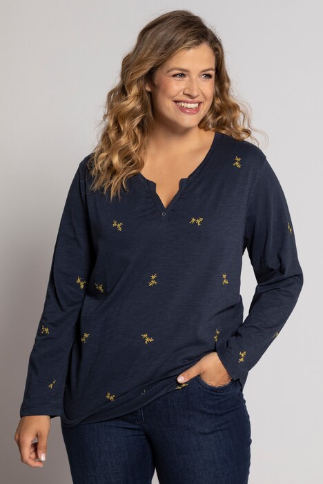 Maglia, ricami floreali, relaxed, cotone biologico
