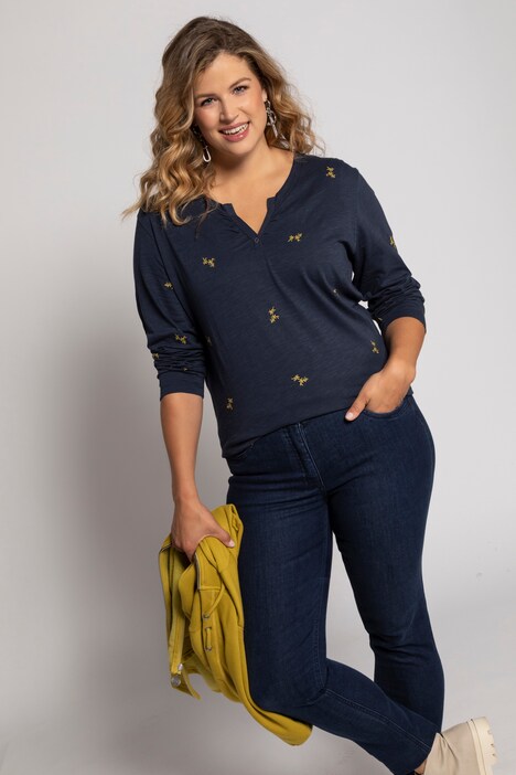 Maglia, ricami floreali, relaxed, cotone biologico