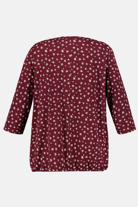 Shirt, Blütenmuster, elastischer Saum, 3/4-Ärmel
