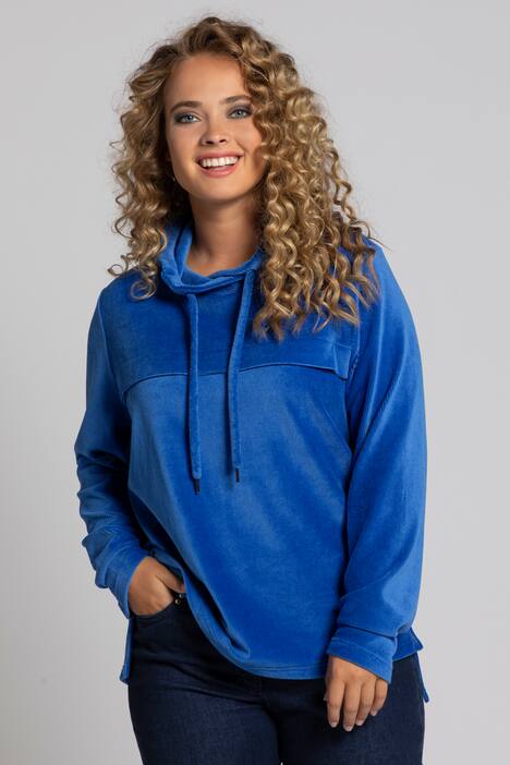 Sweatshirt, Babycord, Stehkragen, Bindeband, Langarm