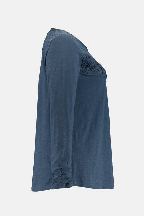 Shirt, Spitze, A-Linie, 3/4-Arm, Flammjersey