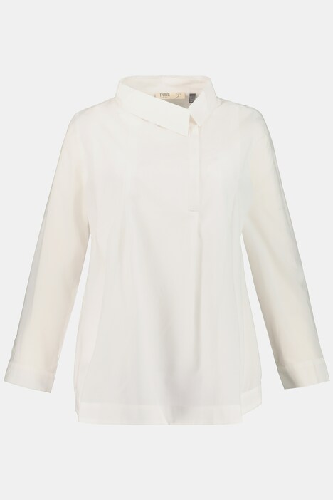 Eco Cotton Asymmetric Collar Long Sleeve Shirt