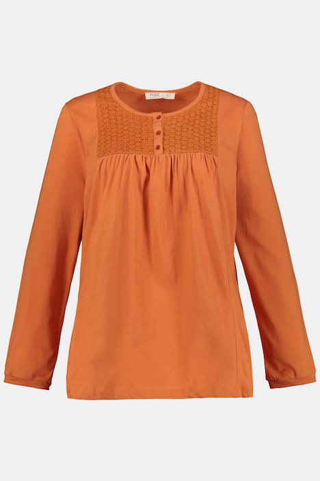 Eco Cotton Lace Yoke Overlay A-line Fit Tee