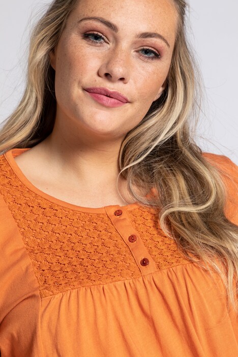 Eco Cotton Lace Yoke Overlay A-line Fit Tee